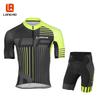 Mens Quick-Dry Cycling Jersey Bib Shorts Set Breathable Outdoor Road Bike Apparel