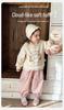 Korean Girls' Spring 2026 Cartoon Hoodie & Pants Two-Piece Set