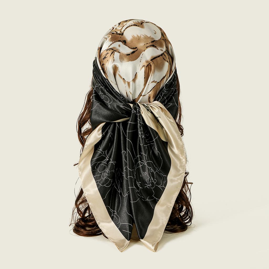 90*90cm Printed Square Scarf For Women Muslim Hijab Jacquard Scarf For Summer Lightweight Headsacarf Handkerchief Beach Shawls