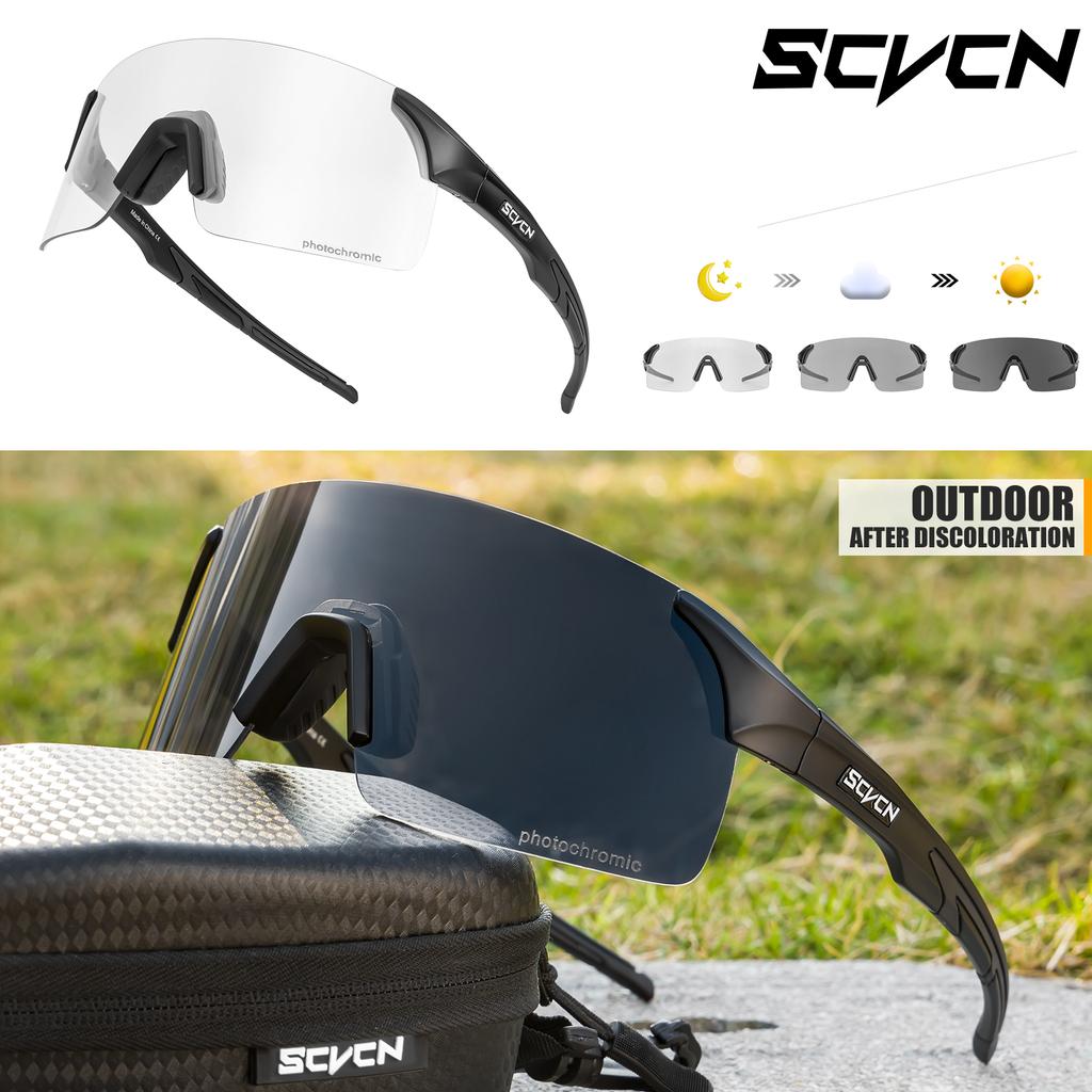 Scvcn Photochromic Sunglasses Cycling Blue Outdoor Sports Bike Glasses Red Man MTB Fishing Glasses Eyewear Bicycle Goggles 2024