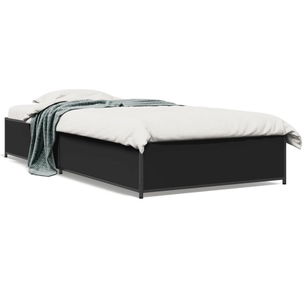Bed Frame Black 75 x 190 cm Particleboard and Metal