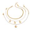 Yori Ocean Style Starfish Shell Three Layer Chain Bracelet 18K PVD Plated Summer Daily Jewelry Hypoallergenic for Women