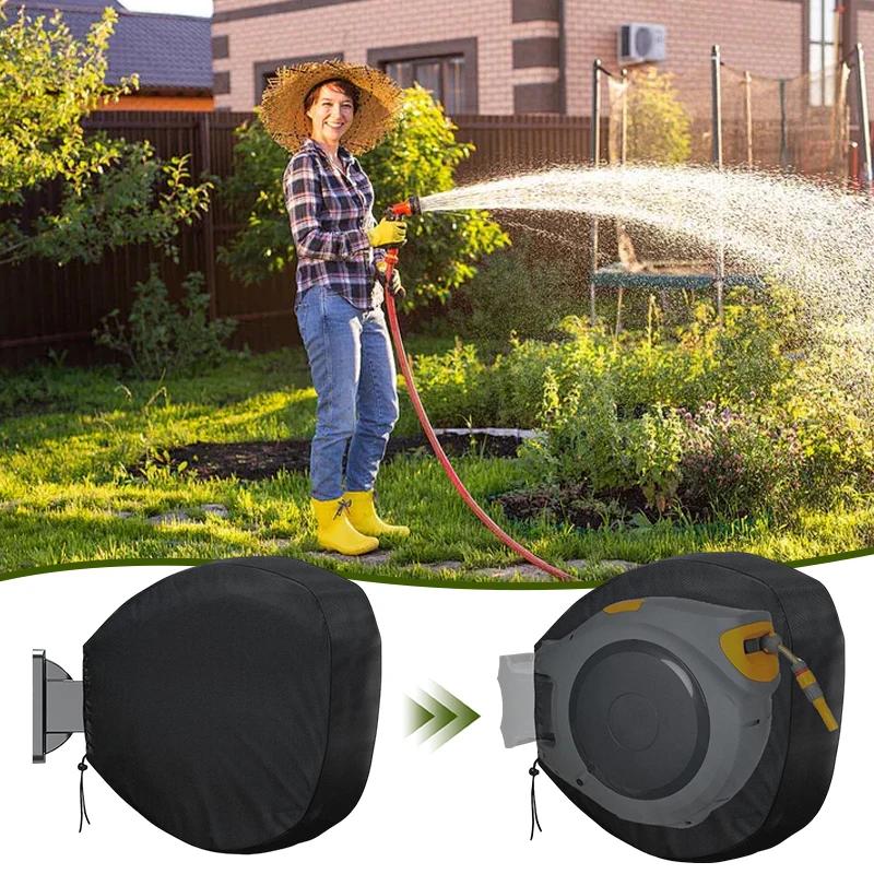 Garden Wall Mounted Hose Cover 420D Silver Coated Scalable Hose Reel Cover Waterproof Sun-Proof Wall Mounted Hose Bib Covers