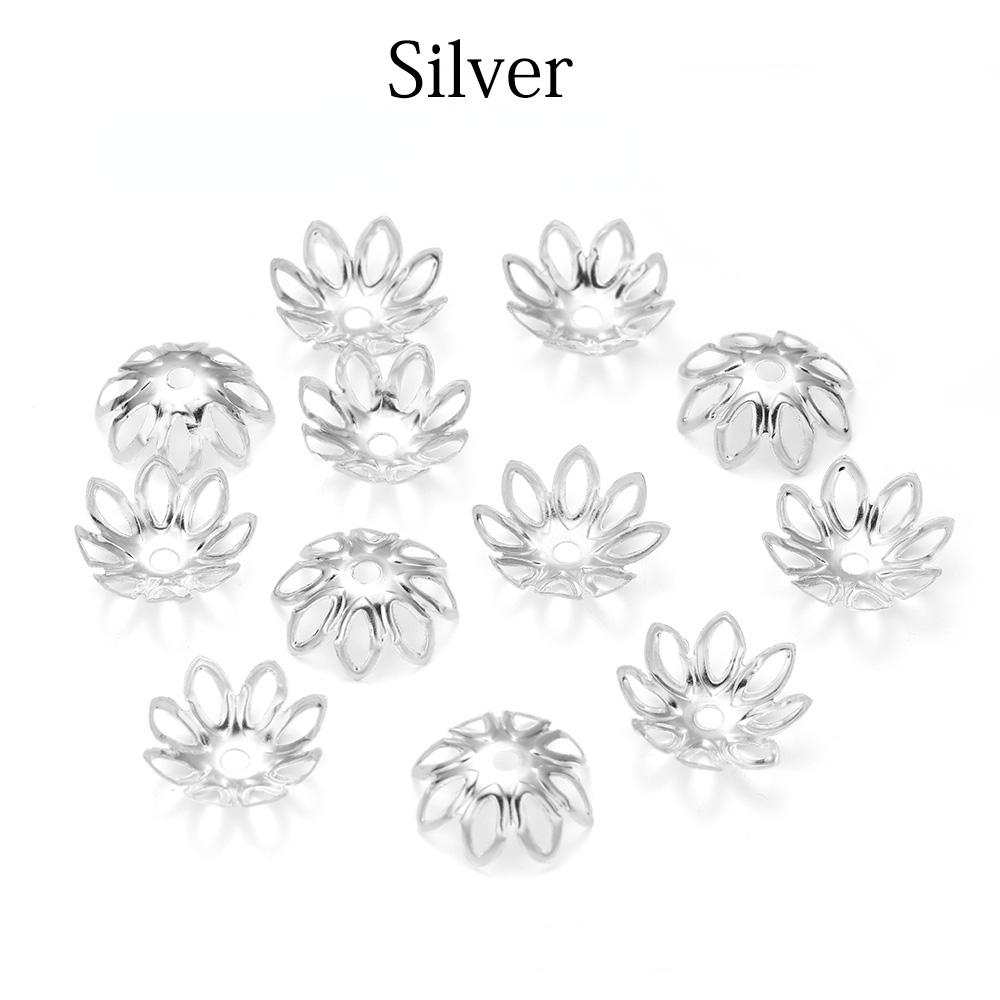 100 Stück/Lot Silve Gold Rhodium Bulk Blumen Perlenkappen für Schmuckherstellung