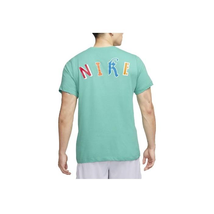 Nike Basketball Print American Vintage Round Neck Pullover Short Sleeve T-Shirt Men Tops Blue Green FD0047-392