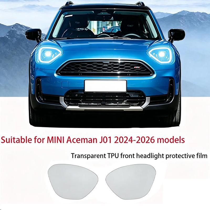 Fit for MINI Aceman J01 2024-2026 Transparent Smoked Black TPU Front Headlight Film Anti-Scratch Pre Cut Vinyl Protect Sticker K