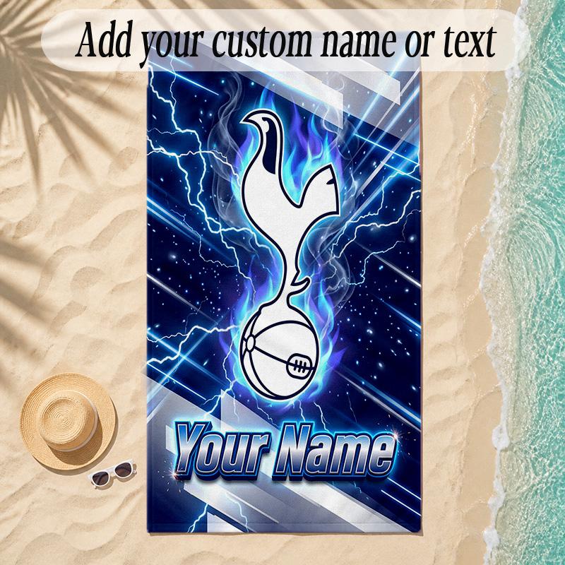 Beach TowelTottenham Hotspur FC Custom Name Text Personalized Soft Towel for Beach Pool Indoor Home Decor Gift