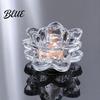 Multi-layered Lotus Candle Holder Crystal Flower Tealight Holders Glass Tea Light Candlestick Decor Durable with Deep Grooved Plate Multifunctional