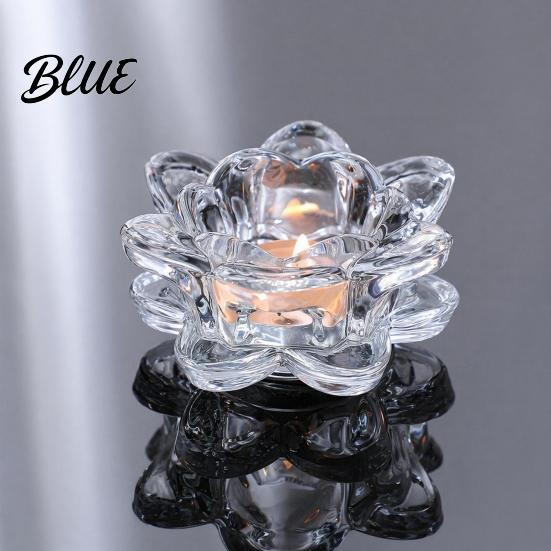 Multi-layered Lotus Candle Holder Crystal Flower Tealight Holders Glass Tea Light Candlestick Decor Durable with Deep Grooved Plate Multifunctional