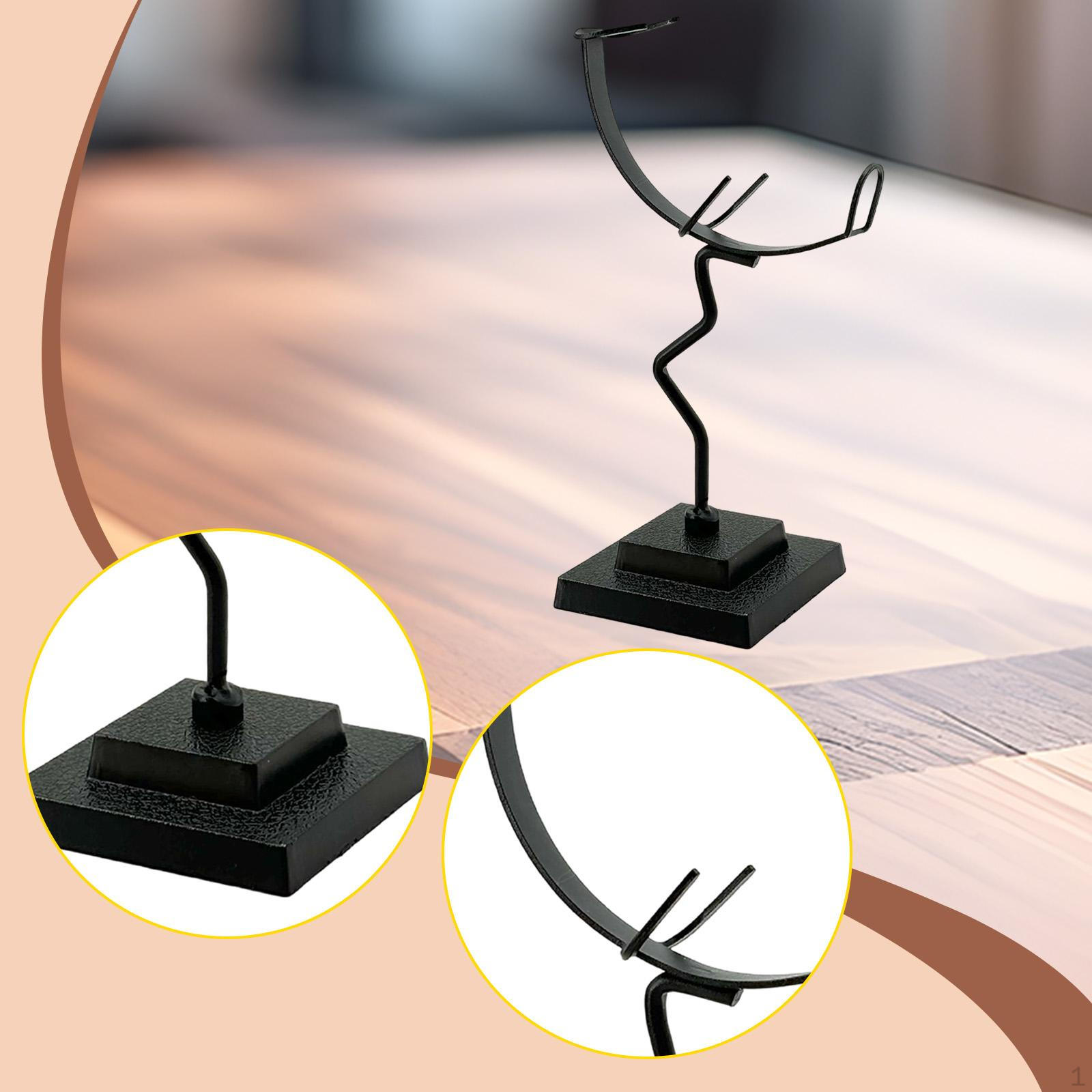 

Moon Shaped Rock Display Stand Easel Holder Decorative Versatile Stable with Base for Home, black