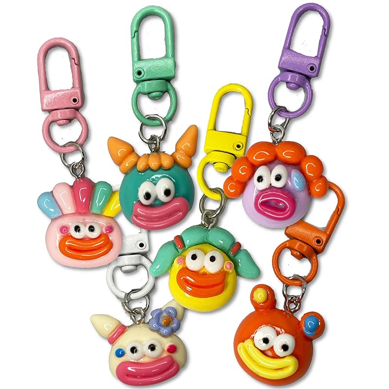 

[SHOP SHIMATARO] funny face face key ring 6 pieces set 2cm charm fastener chuck toys lips Tarako lips and lips character funny unique Funny Face mini