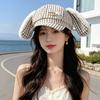 Spring and Summer Hat Women's Sweet Atmosphere Cap Versatile Face Plush Rabbit Ear Plaid Visor