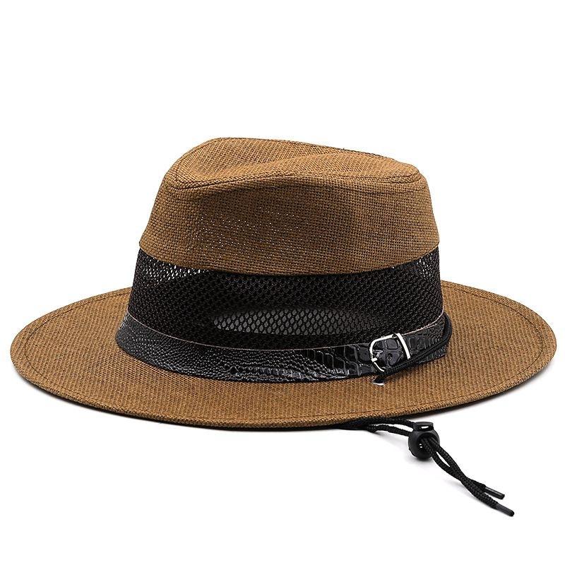 Hat Men's Dad Straw Hat Sun Hat Top Hat Summer Breathable Big Eaves Old Man Sun Hat Bowl Hat