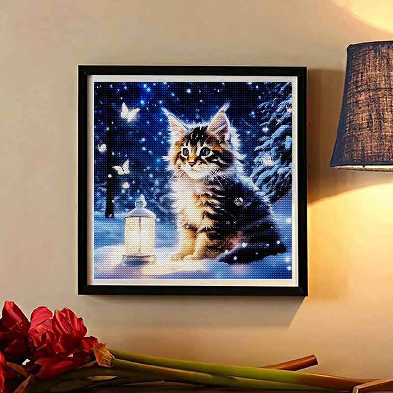 New Arrival 5D DIY Full Circle Diamond Painting "Kitten" Embroidery Cross Stitch Home Decor Gift