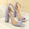 Mode Sommer Mode Schlicht Klassisch Damen Wildleder Offene Zehen Hohe Absätze Sandalen Gelb Gladiator Quadratische Absätze Plateau Schuhe
