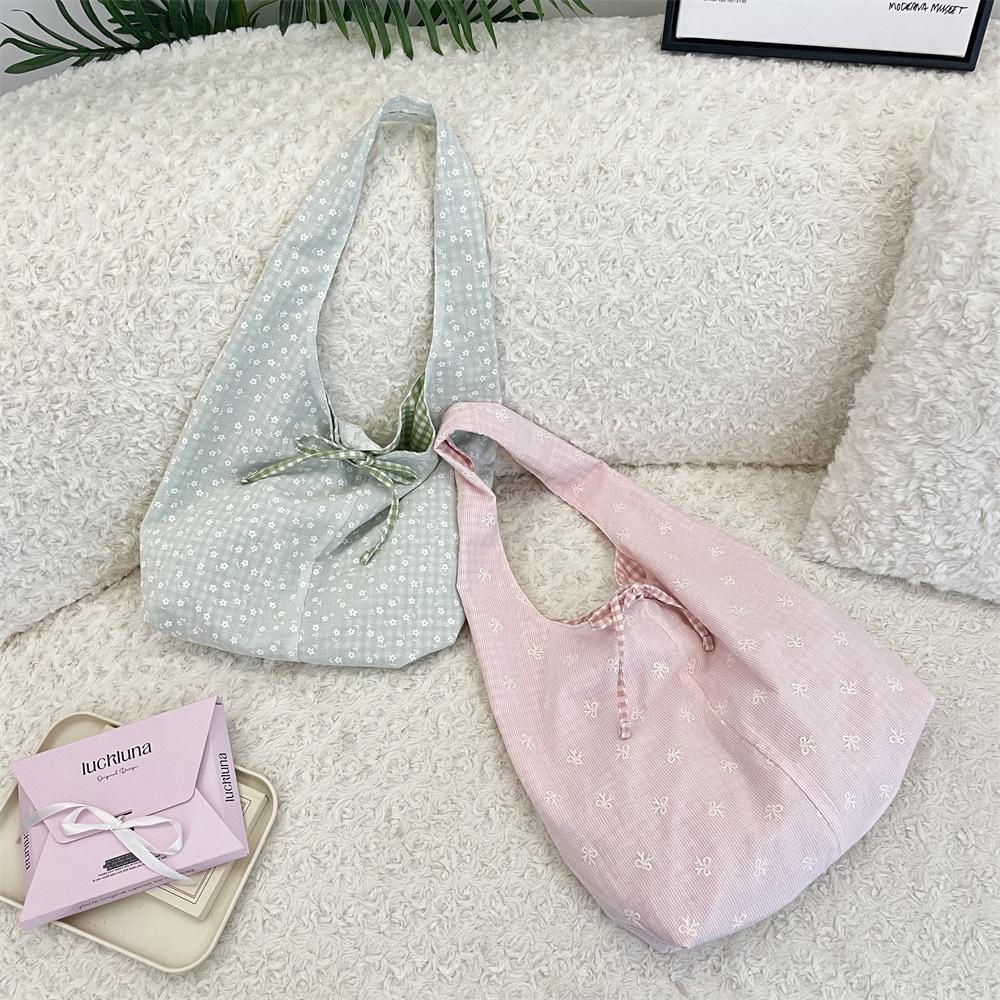 New Lace-up Light Shoulder Bag Summer Large-capacity Vest Bag Bow Commuter Tote Bag