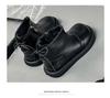Girls' Black Martin Short Boots with Velvet - 2025 Autumn/Winter Edition Leather Princess Shoes