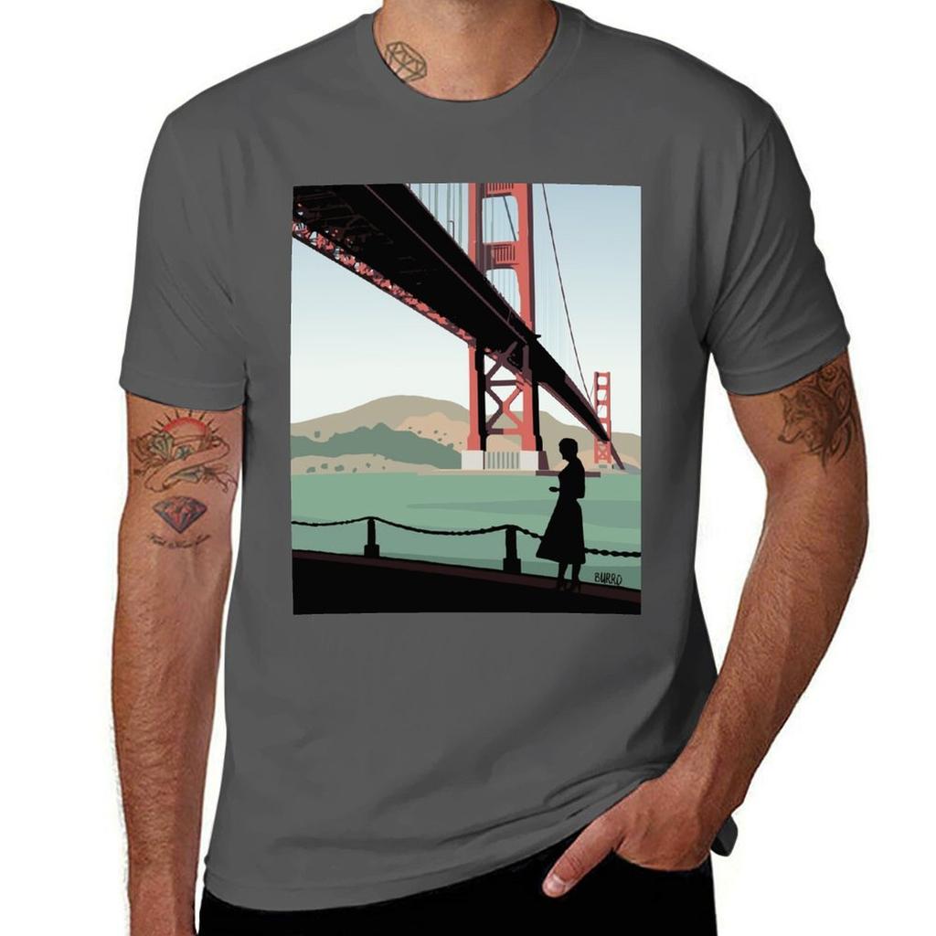 Vertigo Golden Bridge Illustration By Burroi Tshirt Outdoor Working Tshirt