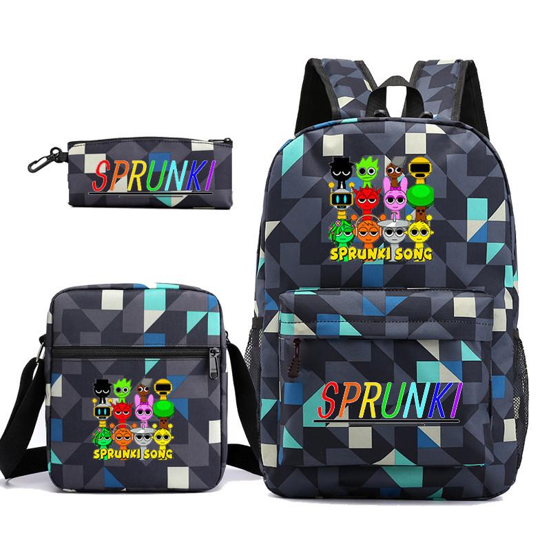 Sprunki Music Game Backpack With Cartoon Print And Ergonomic Shoulder Straps For Teens