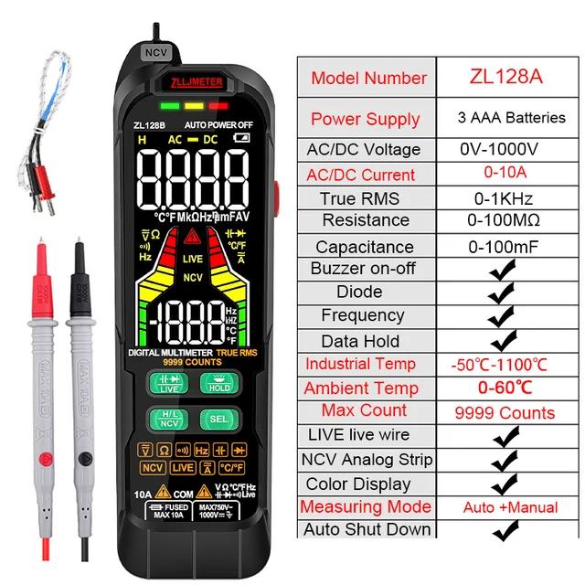JCD USB Charge Multimetro Digital Profesional AC DC Current Voltage Detector Pen True RMS Capacitance Auto Range Multimeter