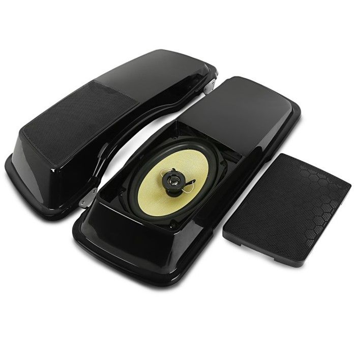 Sacoches rigides compatible avec Harley Davidson Touring 94-13 Prolongés 35Ltr en noir + Couvercle avec haut-parleur