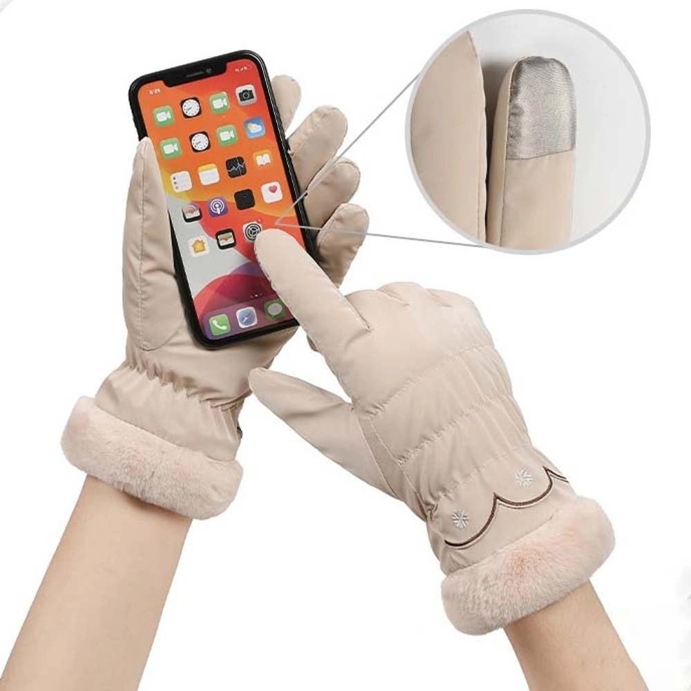 Down Cotton Satin Anti-cold Gloves Soft Finger Mittens Plush Thickened Gloves  Autumn