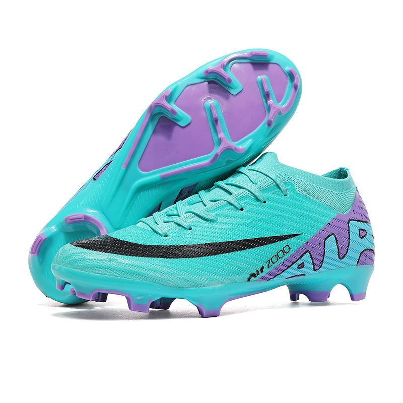2025 New Football Shoes Men's and Women's High-top Youth Training Long Nails TF Broken Nails Artificial Flat Sports Shoes