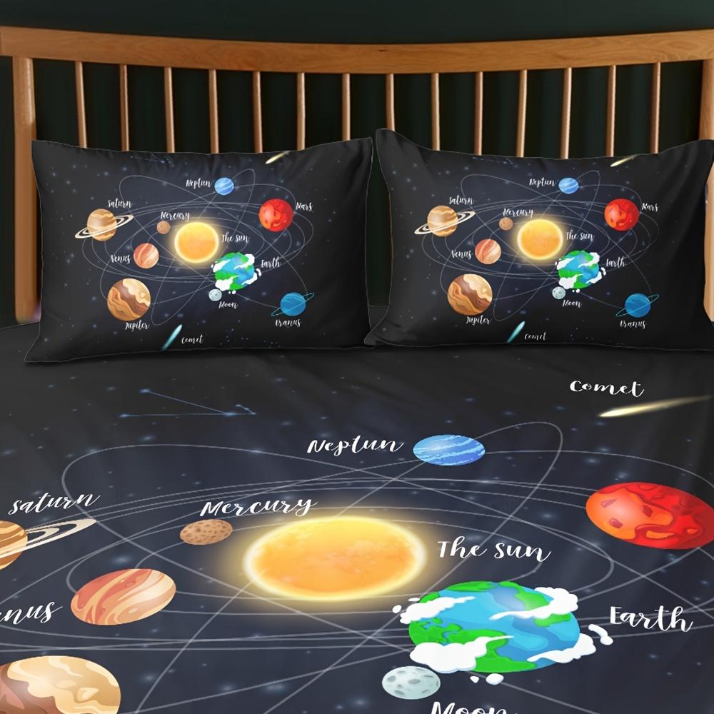 Solar System Bedding Set for Girls Boys Children Outer Space Themed Comforter Cover Decorative Universe Planet Duvet Cover