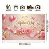 2D Mother's Day Polyester Backdrop, Pink Floral & Butterfly "Happy Mother's Day" Background for Party Decor