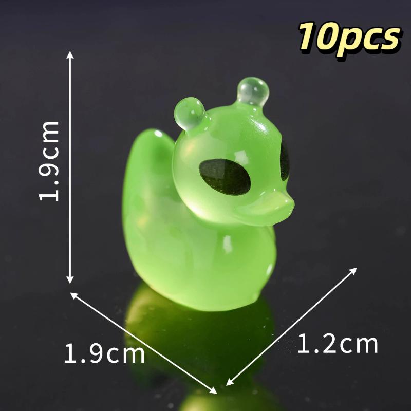 10Pcs Luminous Mini Resin Cat Duck Figurines for Micro Landscape DIY Handmade Project Desktop Decor B