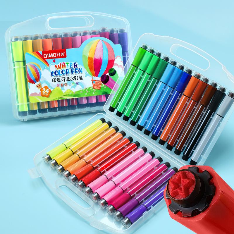 12/24 Colors Washable Watercolor Paint Pens Set Non-toxic Fire Paint Seal Mark Pen for Kid Draw Art Supplies