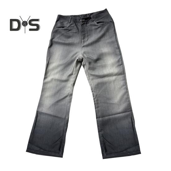 Pantalon large taille haute pour femme, imprimé 3D, décontracté, avec poches, fermeture éclair et boutons, en denim