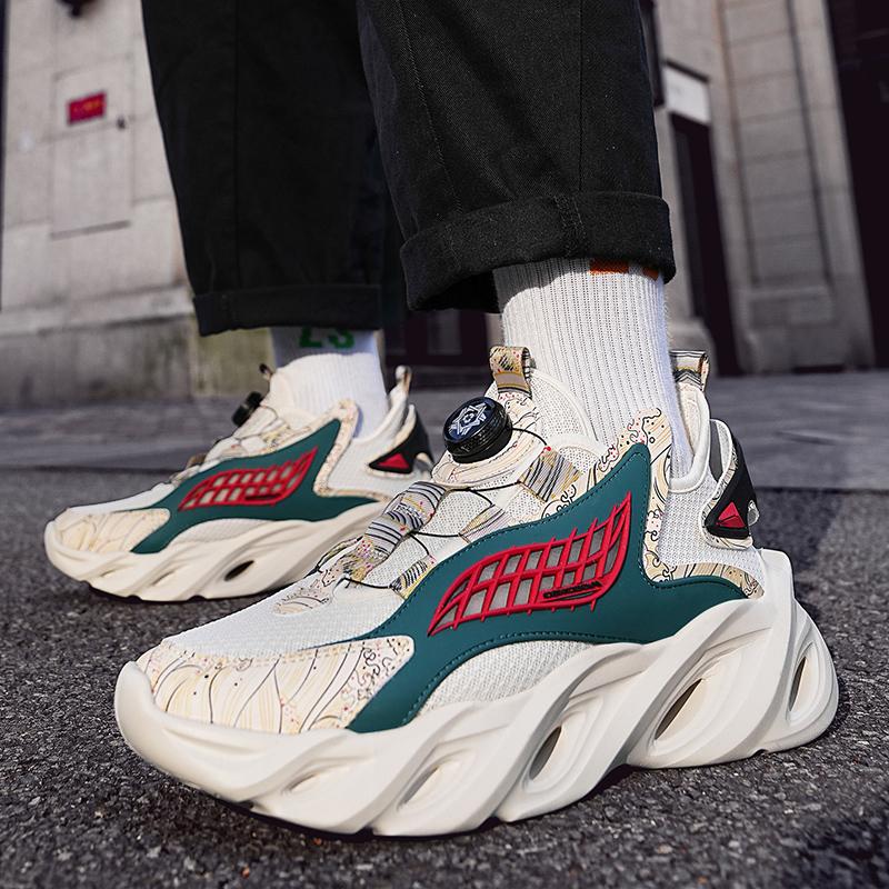 

Popular Rotating Buckle Blade Breathable Casual Running Shoes Non-slip and Wear-resistant Air Cushion Shock Absorption Running Shoes Sizes 36-44 44 білий