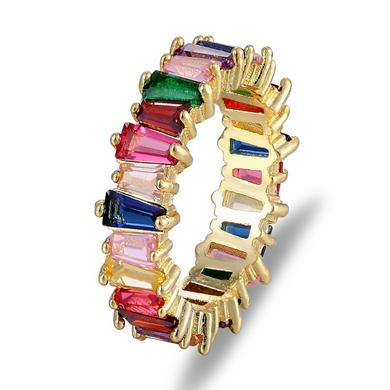 Nidin Top Quality Colorful Rainbow CZ Ring For Women Girls Fashion Engagement Wedding Band Charm Party Jewelry 10 Styles Choice