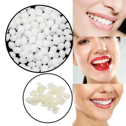 Teeth Repair Kit, Fills Chipped, Broken, and Gapped Dentures, Includes Moldable False Teeth and Heat Bead Replacement Kit. Fills Chipped, Broken, and