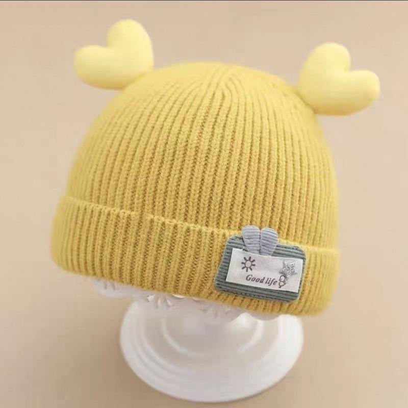 Cappellino invernale per neonato berretto a forma di orso coreano cappello invernale in lana a maglia per bambini berretto tinta unita cappello invernale per neonato con paraorecchie