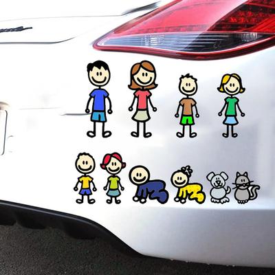 Glückliche Familie Auto Aufkleber Kinder Spielen Aufkleber Auto Body Styling Cartoon Vinyl Aufkleber Lustige Dekoration Auto Aufkleber