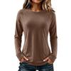 Women's Color Casual Neck Long Sleeve Slim Fit Top, Comfortable Everyday Wear