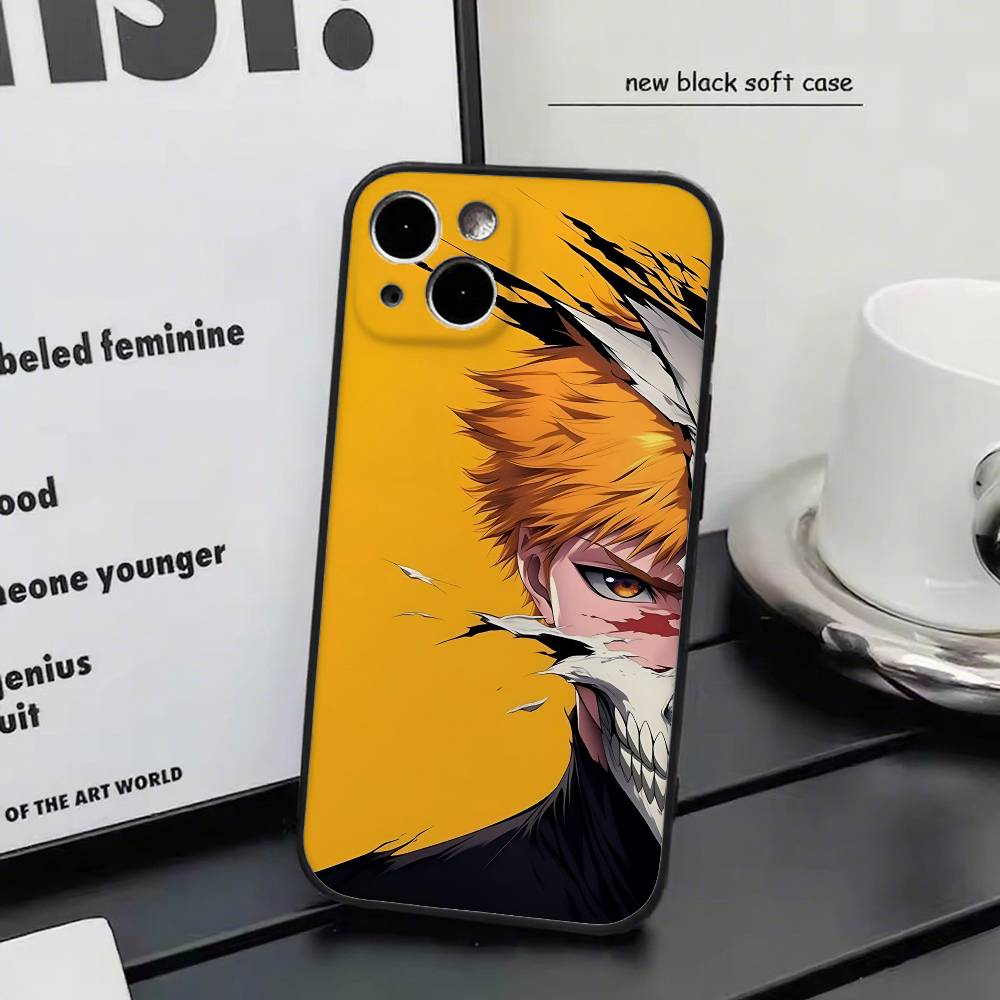 anime bleach for iPhone 15 16 14 Plus 13 12 11 17 Pro Max 17 Air Black Soft Phone Cover