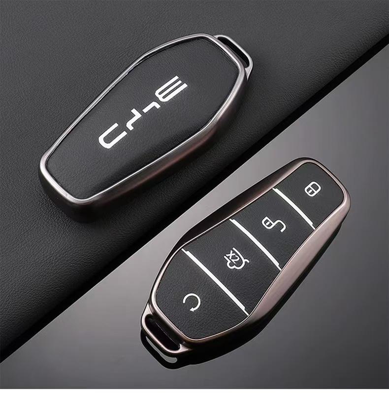 

Car TPU Leather Key Case Holder Cover Chain For BYD Song Plus Atto 3 Han EV Tang DM Qin Seal Dolphin Yuan Car Styling Protective