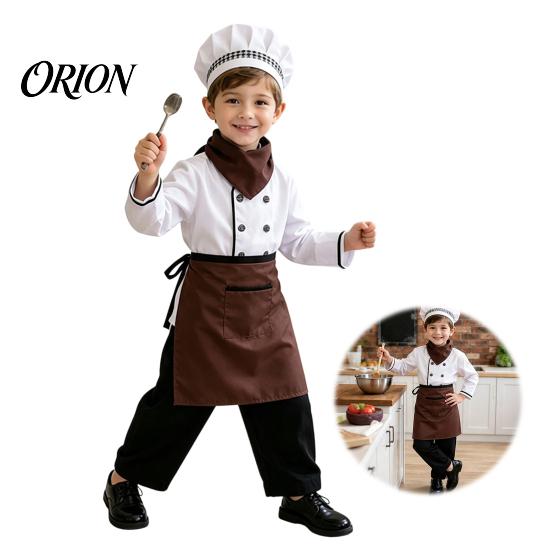 Stage Performance Chef Suit Kids Costume for Boys And Girls, Comfortable Cooking Outfit with Little Set Apron Hat Role Play Baking Activities