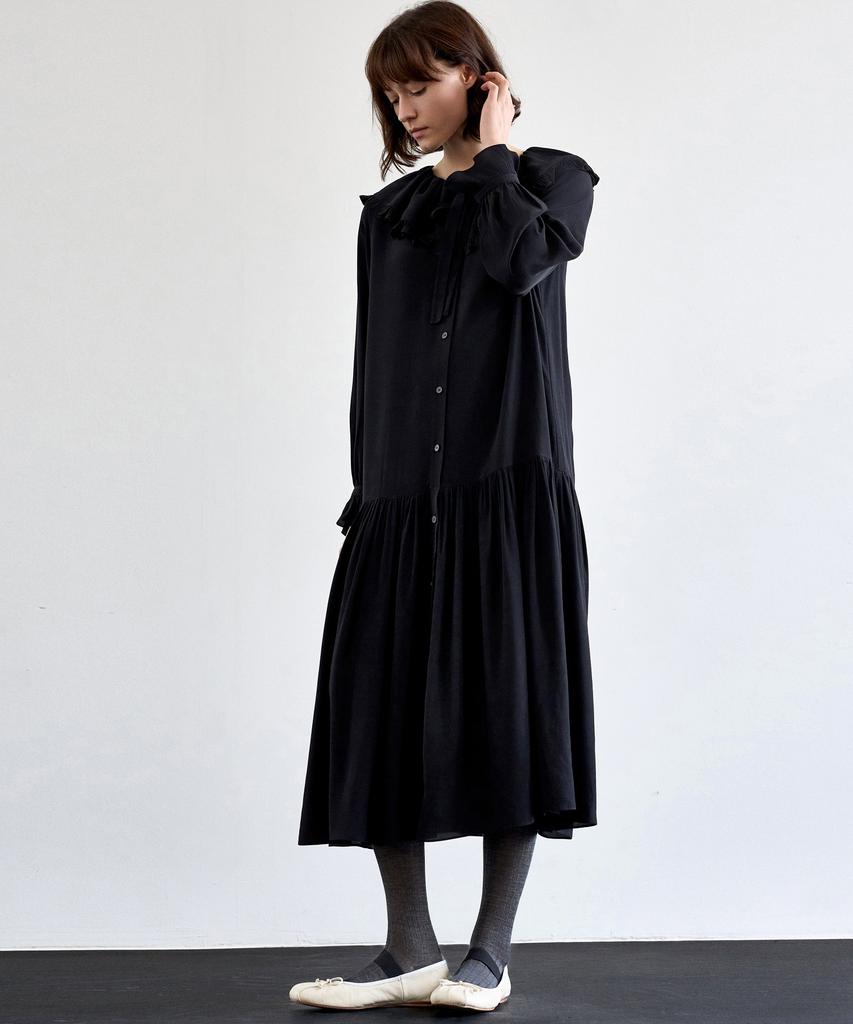 MITTE Sailor Ruffle Collor Dress_Black