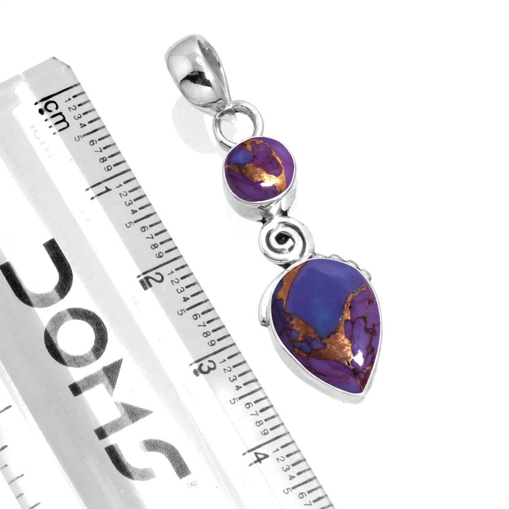 925 Sterling Silver Pendant Women Gemstone Handmade Jewelry New Year Gift Blue Green Purple Copper Turquoise Pearl Lapis Mother Of Pearl Boho