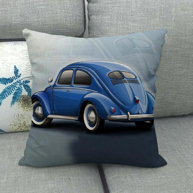 45cm *  unique watercolor car beetle design, suitable for family bedroom hotel  decoration pillow case