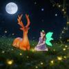 Fairy and Deer Statue Miniature Figurine Resin Figure Decorative Courtyard Gift Terrarium