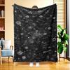 1pc Mathematical Symbols & Starry Sky Blanket Suitable for All Seasons, Quilted Flannel Sofa Throw with HD Digital Print, Soft Skin-Friendly Bedspread