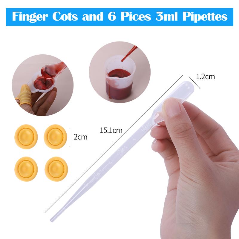 Easy Clean Silicone Resin Measuring Cups Tool Kit with Stir Sticks Pipettes Spatula Finger Cots for Epoxy Resin Mixing Supplies