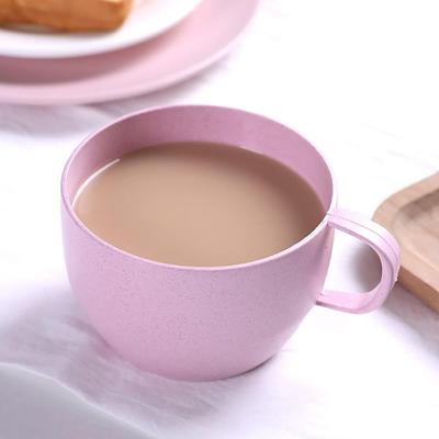 1 Pcs Wide Mouth Reusable Kitchen Supplies with Handle Eco-friendly Drinking Cup Wheat Straw Cup Drinkware Coffee Mug