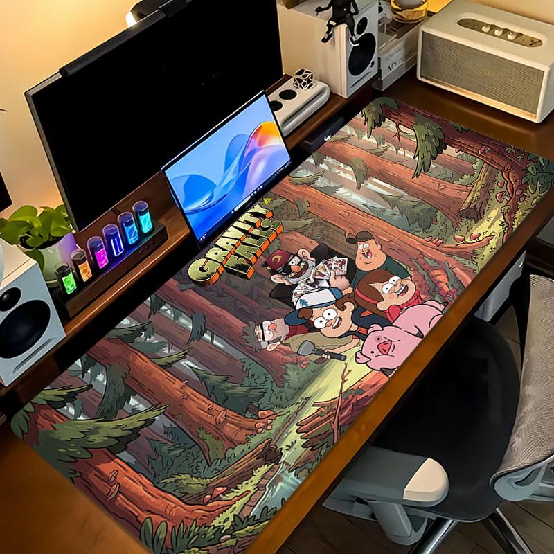 Gravity Falls Large Gaming Table Cushion Non-slip Laptop Tablet Big Mousepad XXL Mat Mini PC Playmat With Lock edge