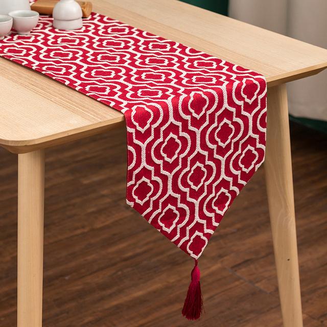 Table Runner Jacquard Bed Runner With Tassels Wedding Party Home Narrow Coffee Table Runners Modern For Dinning Table Decoration